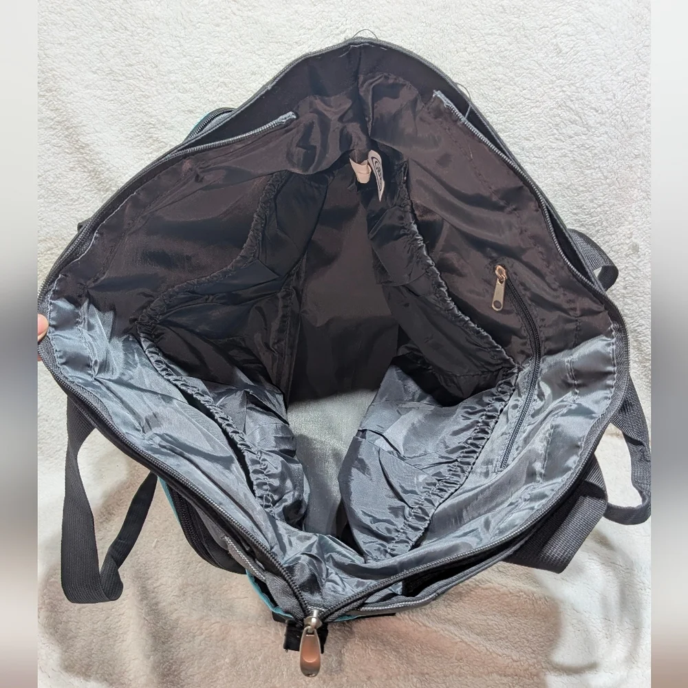 Graco Smart Organizer System Tote Diaper Bag Gym Beach Travel Black Aqua Blue